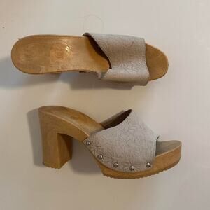 Italian vintage wooden mules the
